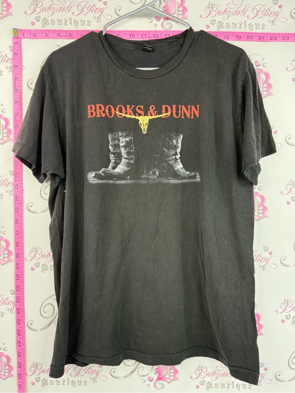 Tultex brooks & Dunn 2007 band T-shirt Black Tee cowboy boots country concert
